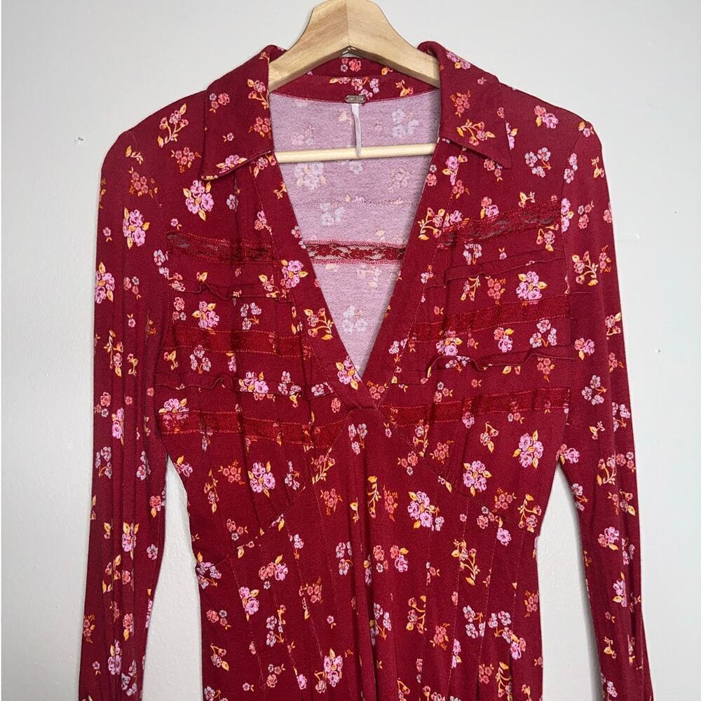 Free People Good Days Long Sleeve Mini Dress Pop Combo Floral Print Size Small - Picture 3 of 7